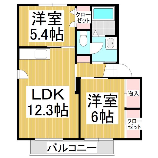 パル田園 A棟(2LDK/2階)の間取り写真