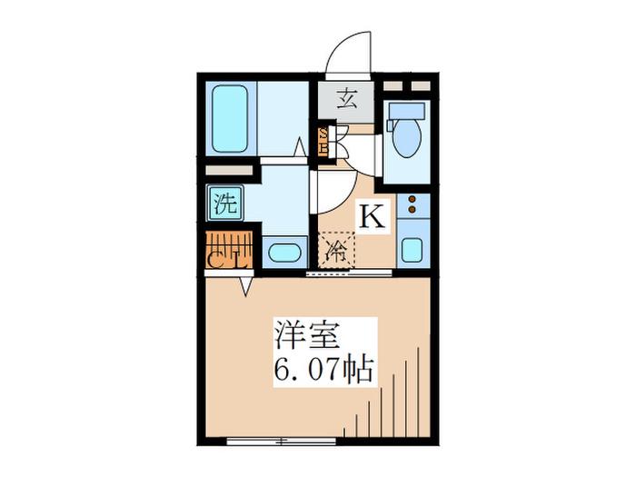 シャンテ国分寺(1K/3階)の間取り写真