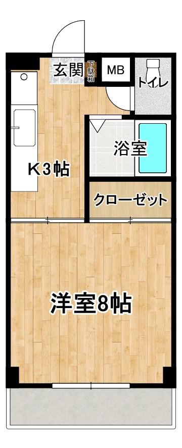 Tグレース(1K/2階)の間取り写真