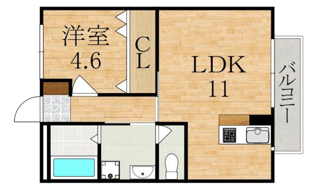 TERTIARY大和八木(1LDK/1階)の間取り写真