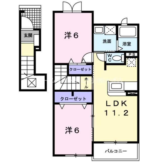 サンリットA(2LDK/2階)の間取り写真