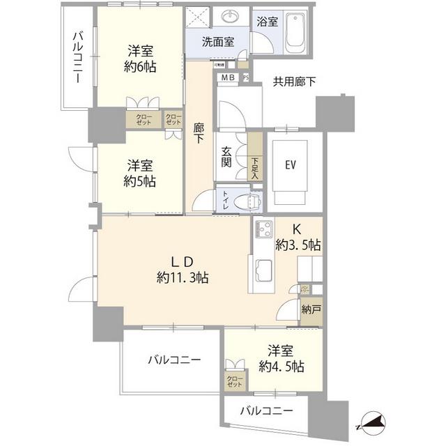 ブリリア早稲田(3LDK/5階)の間取り写真
