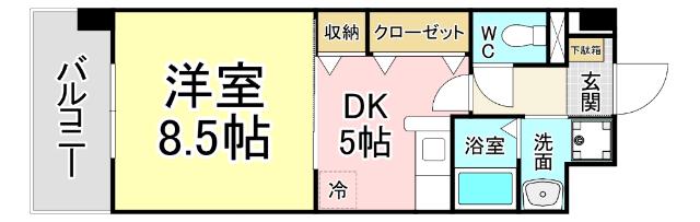 エヴァーグリーンN(1DK/4階)の間取り写真