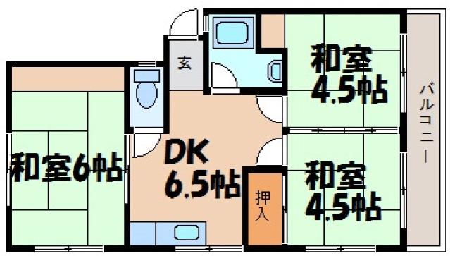 坂岡マンション(3DK/2階)の間取り写真