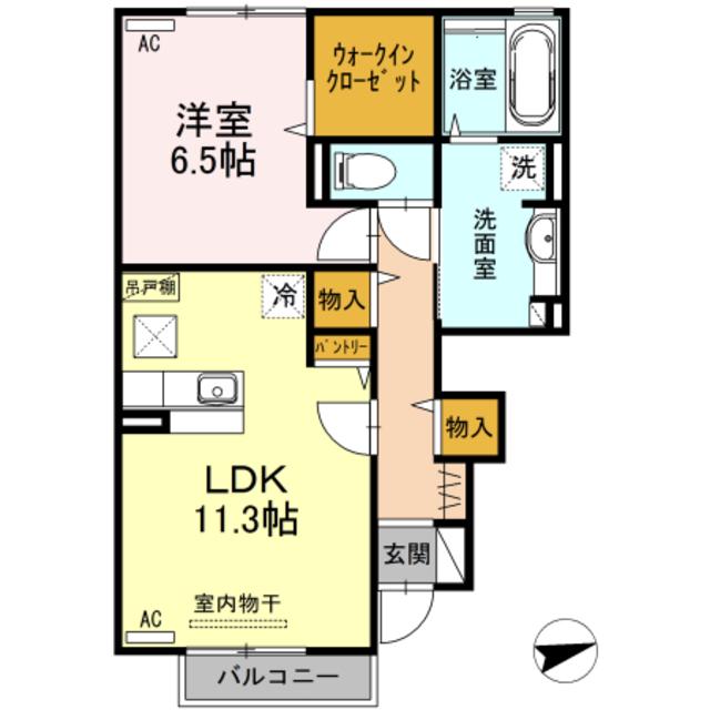 リッシュ宮内 II(1LDK/1階)の間取り写真