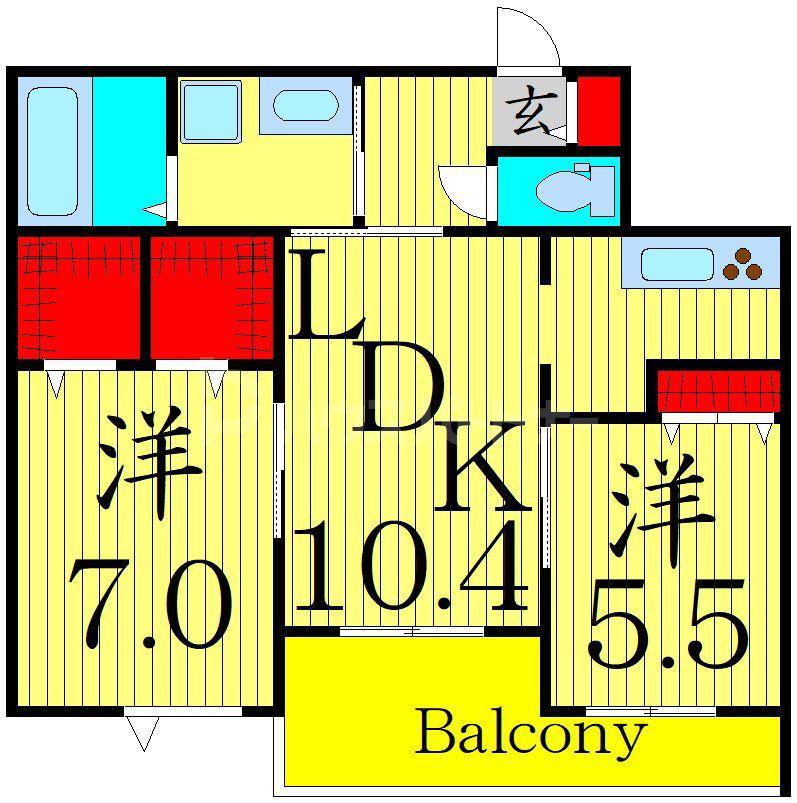 パークメゾン町屋(2LDK/2階)の間取り写真