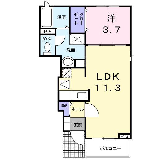 ジラ・ソーレ天神(1LDK/1階)の間取り写真