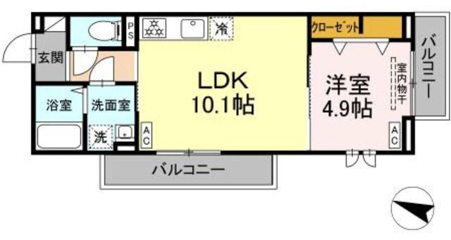 JR常磐線 金町駅 徒歩30分 3階建 新築(1LDK/2階)の間取り写真
