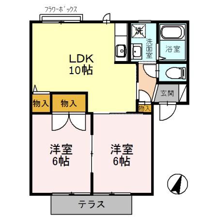 スリーパブリック(2LDK/2階)の間取り写真