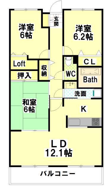 クレアコートロイヤル(3LDK/3階)の間取り写真