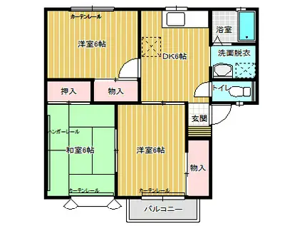 メゾンファミールA(3DK/2階)の間取り写真