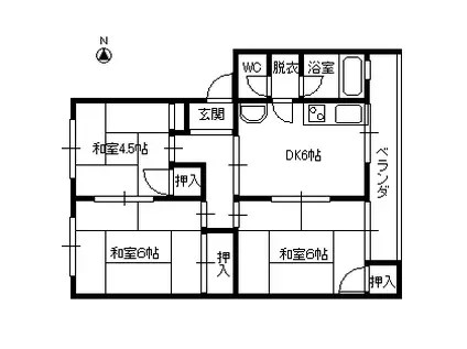 美畑アパート(3DK/1階)の間取り写真