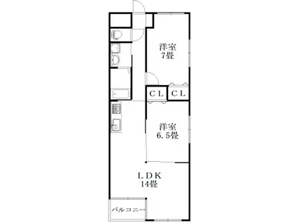 KSガーデン神明(2LDK/5階)の間取り写真