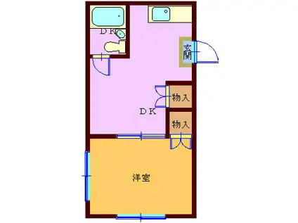 チヤハイツ80(1DK/2階)の間取り写真