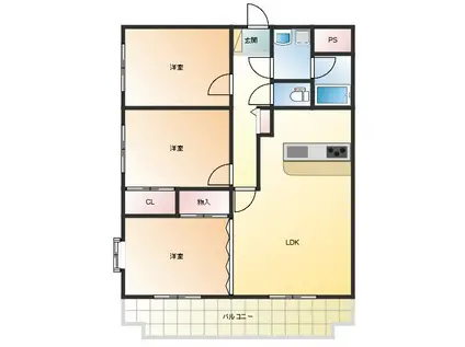 アバンセΒ(3LDK/3階)の間取り写真