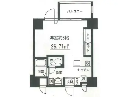 アールレジデンス(ワンルーム/9階)の間取り写真