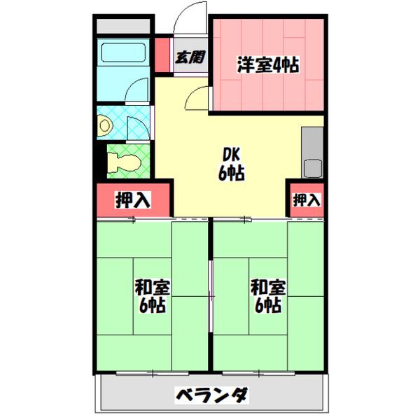 ロイヤルハイツ木村1号館(3DK/2階)の間取り写真