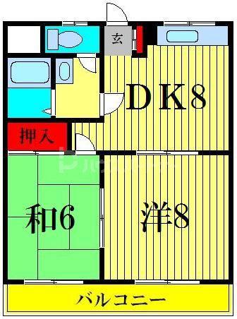 ハイツ峯岸II(2DK/2階)の間取り写真