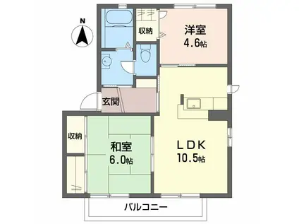 フラワーガーデン(2LDK/2階)の間取り写真