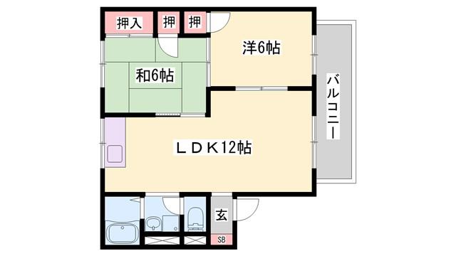 ハートフル夢前I(2LDK/1階)の間取り写真