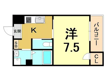 エスポアシティ神戸(1K/3階)の間取り写真