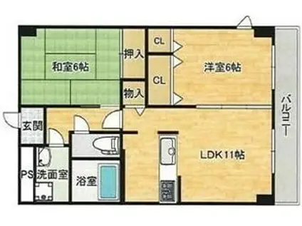 エトワール喜連(2LDK/4階)の間取り写真