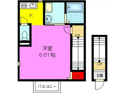 アムールBRILLER(1K/2階)の間取り写真
