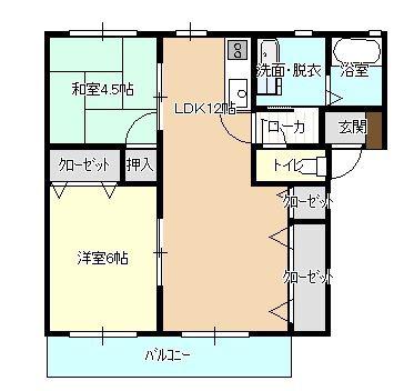 アネックスみやび(2LDK/1階)の間取り写真