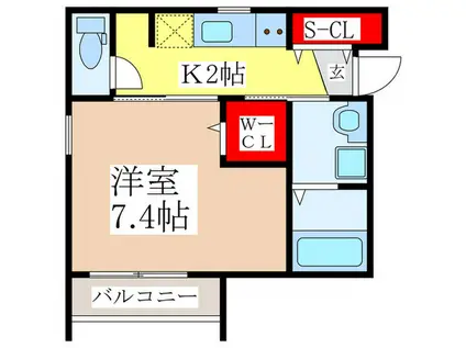 FLORAL(1K/1階)の間取り写真