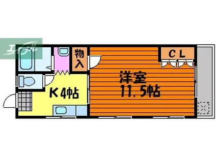 ルピアン(1K/2階)の間取り写真