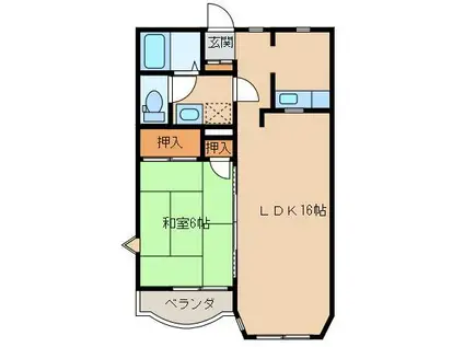 グリーンハウス1(1LDK/1階)の間取り写真