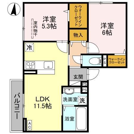 クレセント司(2LDK/3階)の間取り写真