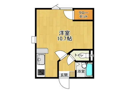 コスモハイツ5(ワンルーム/2階)の間取り写真
