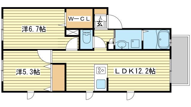フェニックス広畑(2LDK/1階)の間取り写真