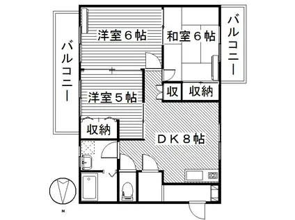 ヴィラ・コンフォール(3DK/1階)の間取り写真