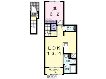 LUMTERE東横(1LDK/2階)の間取り写真