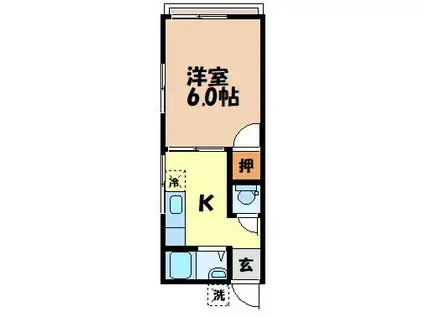 ヴィラ文教(1K/2階)の間取り写真