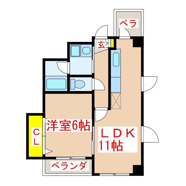 クローバーホフ(1LDK/4階)の間取り写真