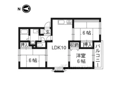 エミネンス西方(3LDK/3階)の間取り写真
