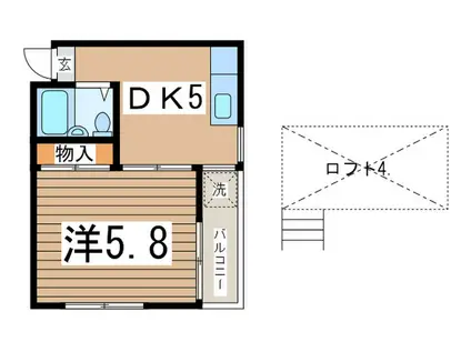 レオパレス衣笠第6(1DK/2階)の間取り写真