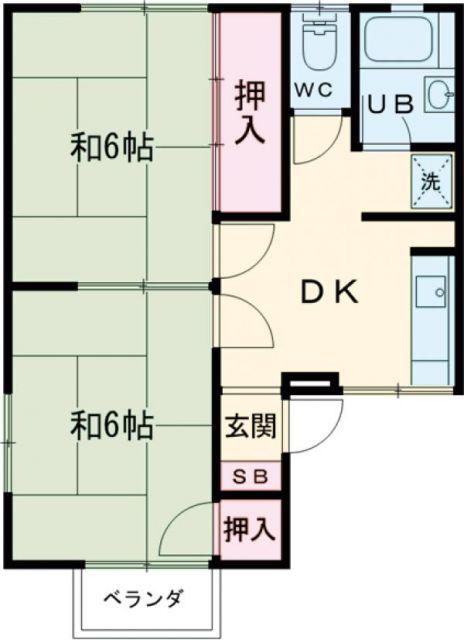 第二コーポ田中(2DK/2階)の間取り写真