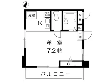 エルメゾン割塚(1K/2階)の間取り写真