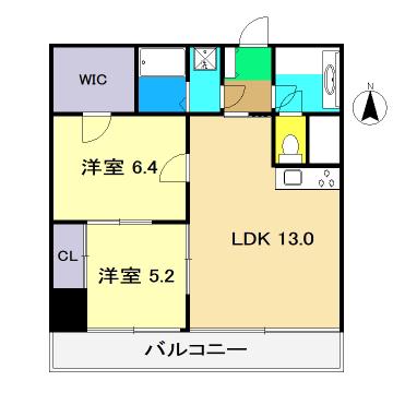 ALCOー2(2LDK/3階)の間取り写真