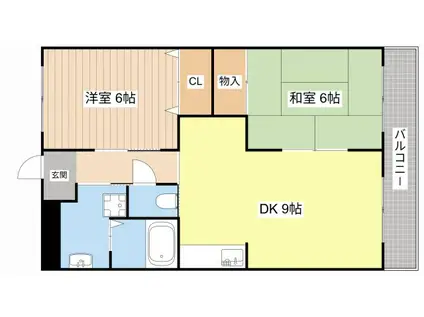 駅前コーポラス(2DK/4階)の間取り写真