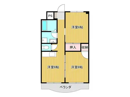 アーバンハイツ村上(2DK/2階)の間取り写真