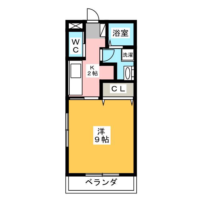 オレンジ(1K/1階)の間取り写真