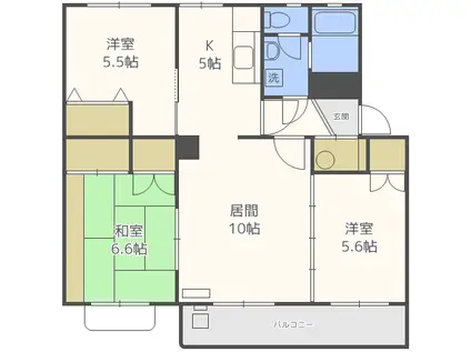 テレパレス北郷白石駅前2号棟(3LDK/4階)の間取り写真