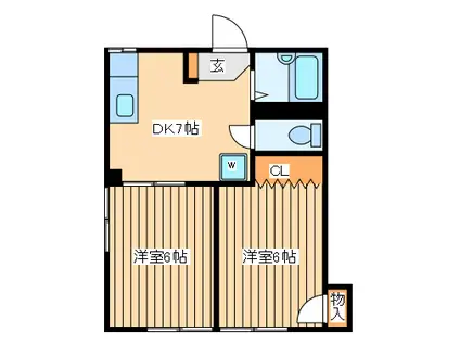 フラット3(2DK/1階)の間取り写真