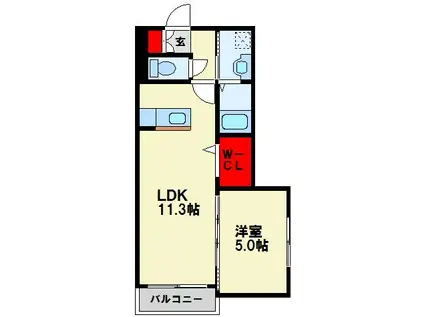 PREMIAGE 穴生(1LDK/2階)の間取り写真