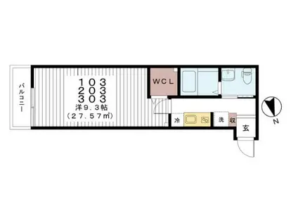 THYME FUNABASHI(1K/3階)の間取り写真